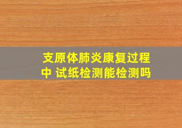 支原体肺炎康复过程中 试纸检测能检测吗